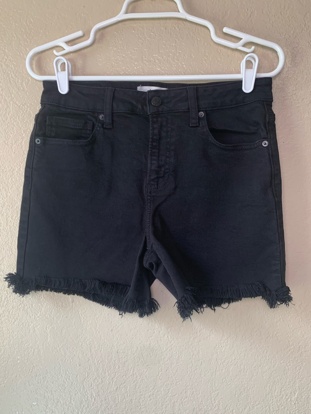 Carly Jean Los Angeles Black Frayed Hem Denim Shorts